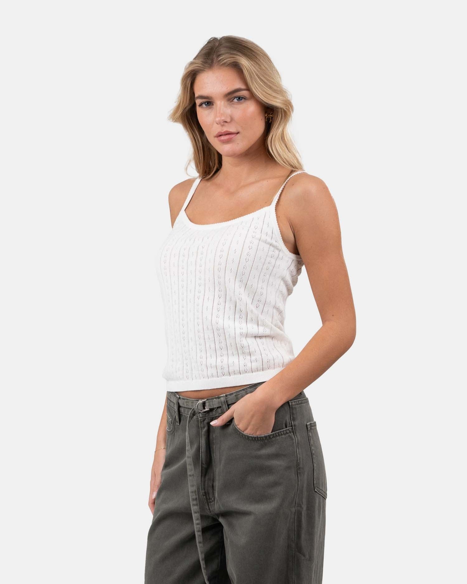 Strap Pointelle Top White | Skagen - clothing.dk